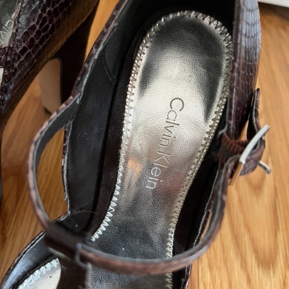 Vintage Calvin Klein Jeckel Boa Print Heeled Mary Jane Sandal - Picture 4 of 15